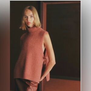 Sezane Axel baby alpaca turtleneck, rosewood XS